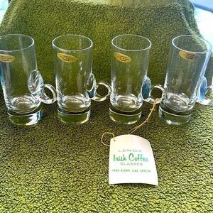 Lenox Irish coffee 4 glasses new with tags handblown led crystal, a must have.